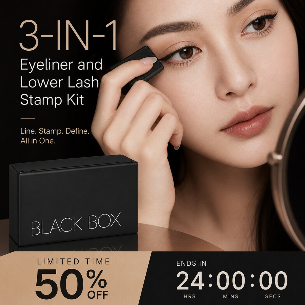 3-in-1 Eyeliner & Lower Lash Stamp Kit – Precision tip, stamp applicator & smudge-proof – All-in-one for effortless eye makeup 🎨